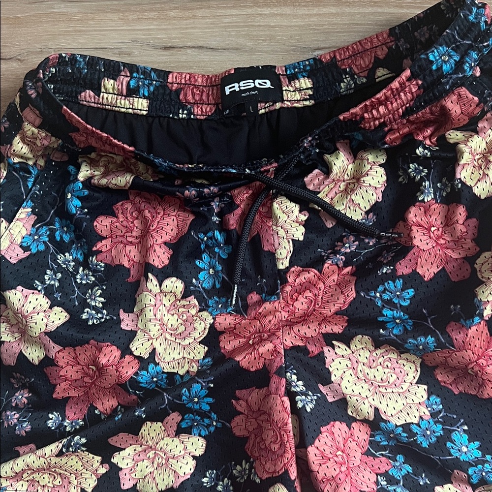 RSQ Floral Print Shorts with Red and Blue Accents